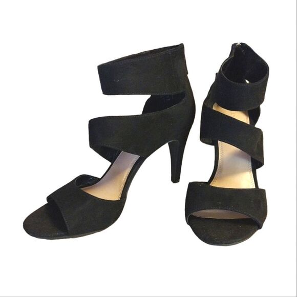 Kelly & Katie Black Vegan Suede Amari Back Zip Kitten Heels Size 9 - Picture 8 of 14